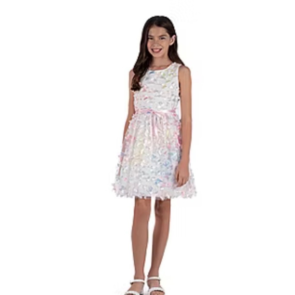 Xtraordinary Girls Size 16 Butterfly 3D Applique Party Easter Dress Pastel NWT